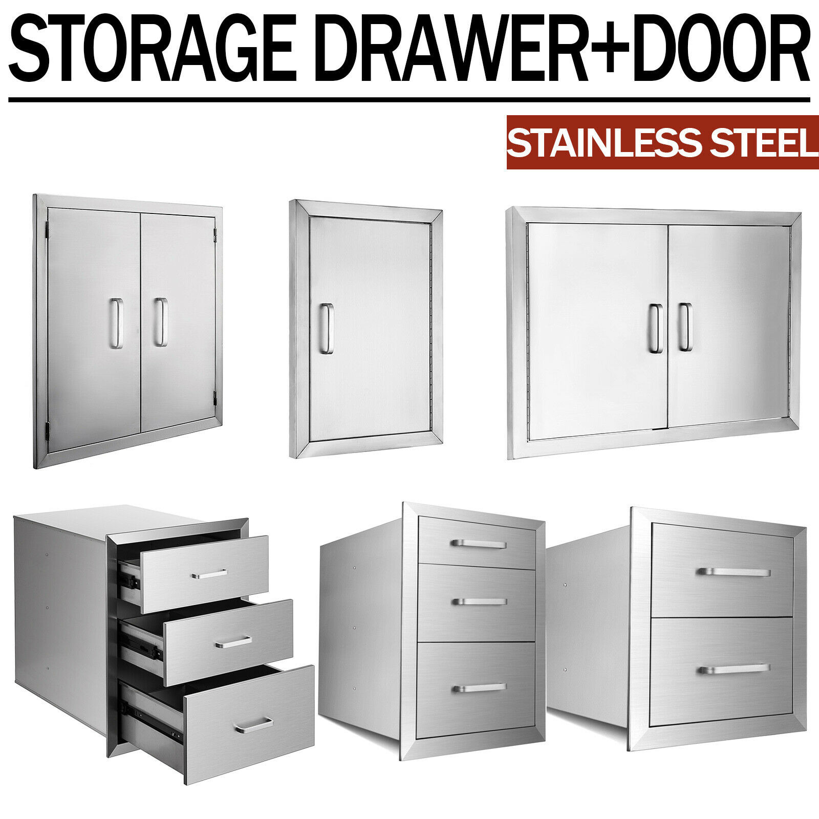 BBQ Access Doors Outdoor Kitchen Drawers BBQ Island Components Stainless Steel