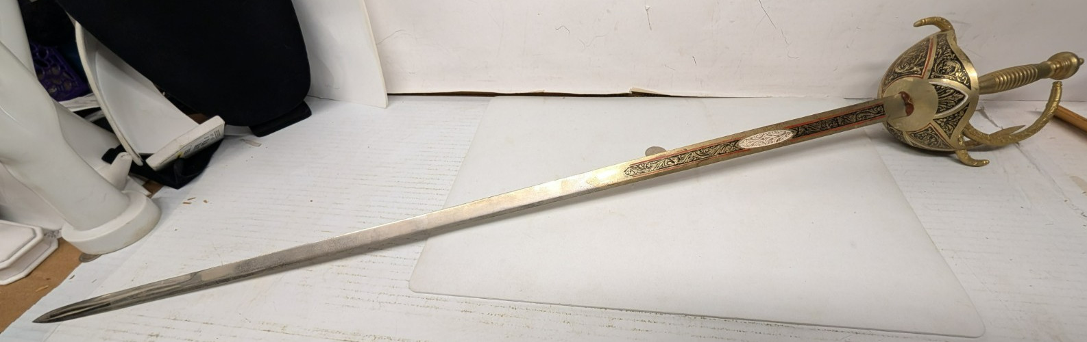 Vintage Brass & Metal Spanish Style Cutlass Sword 40 1/2 " Long