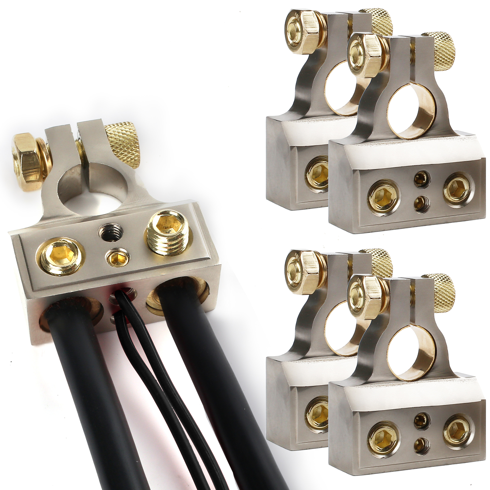 4/2/1 x Car Battery Terminal Clamp Post 1/0 2 4 8 GA AWG Gauge Positive Negative