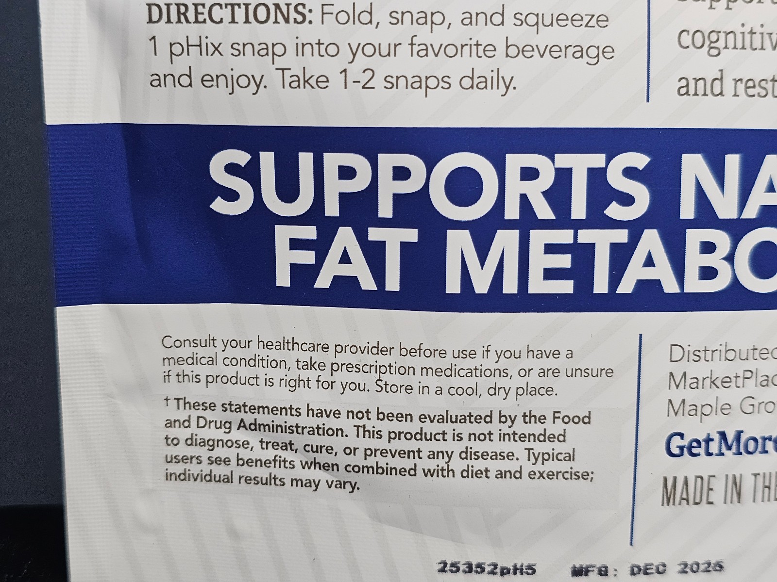 Marketplace Global pHix Fat Burning 30 Snap Packs - New / Sealed! Exp 12/2027