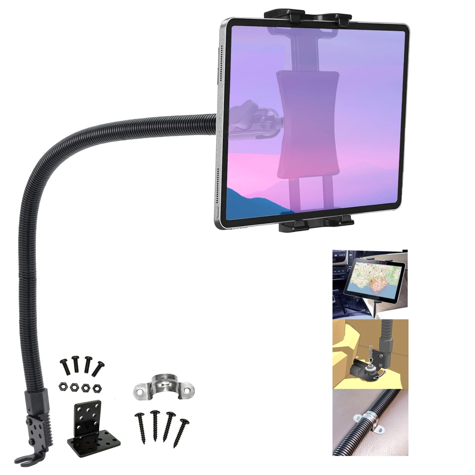 * 22" Heavy Duty Car Truck Floor Seat Bolt mount for All Tablets & Smartphones