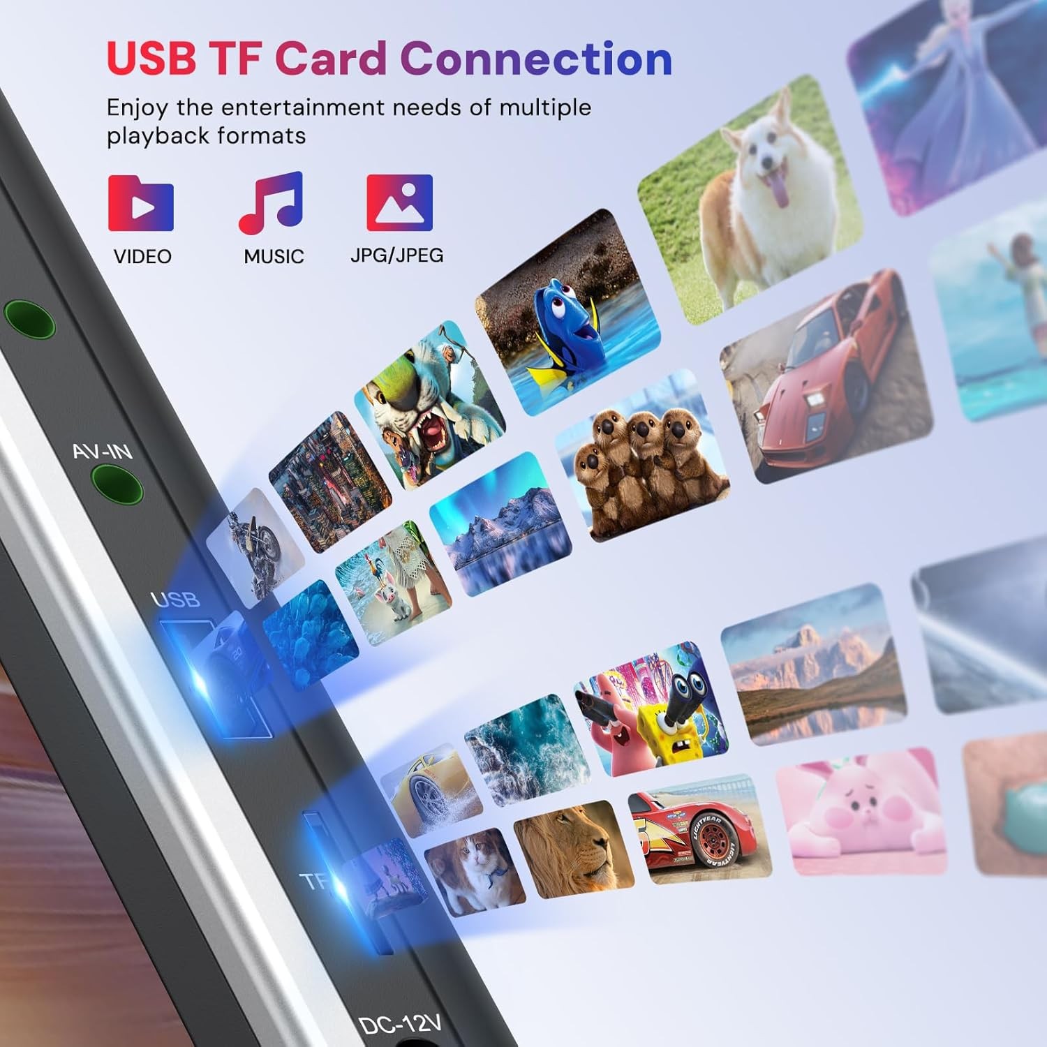 2x 10.1'' Dual Screen Car Headrest DVD Player USB Rear-Seat Monitor TV+Headsets