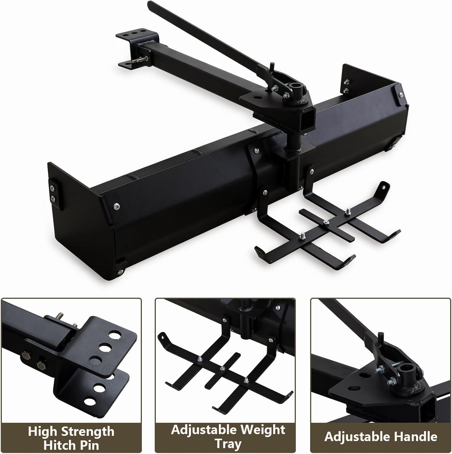 42" Heavy Duty Tow-Behind Box Scraper, Tractor Grader Blade Attachment for ATV