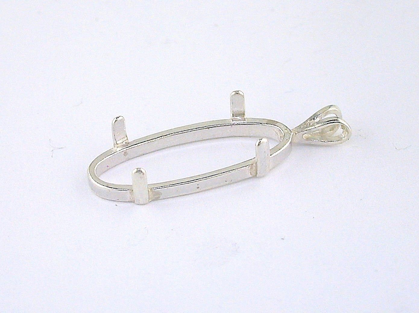 Oval Cabochon Pendant Setting Sterling Silver