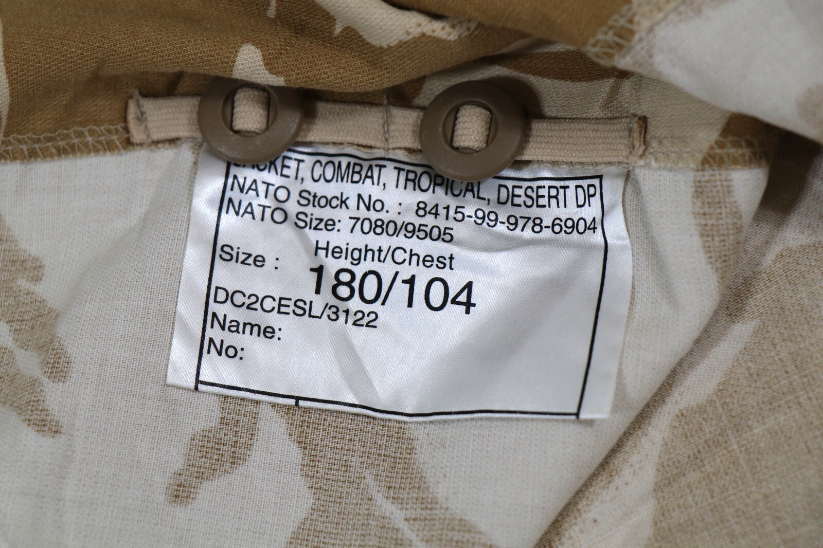 Large Reg (180/104) British Desert DPM Jacket Tropical Gulf War Uniform Shirt