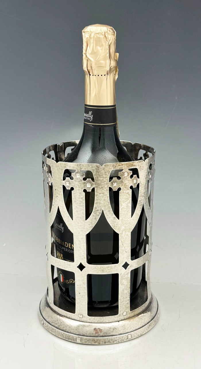 Rare SHREVE Hammered Sterling WINE Champagne BOTTLE HOLDER
