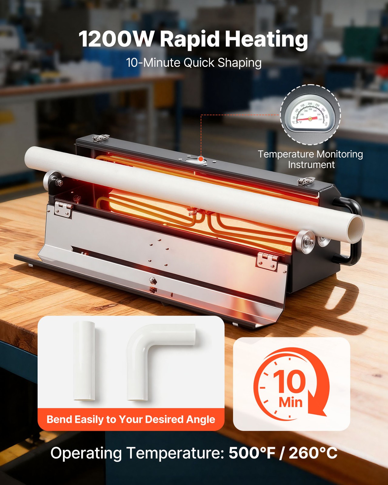 VEVOR Electric PVC Heater PVC Bender Conduit Heater 1/2" - 2" 1200W Pipe Bending
