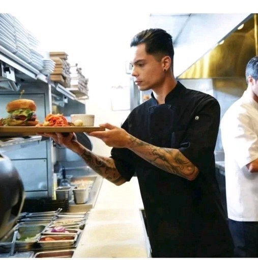 Mens Medium Montreal Cool Vent Chef Coat Shirt Black Double Breast Performance