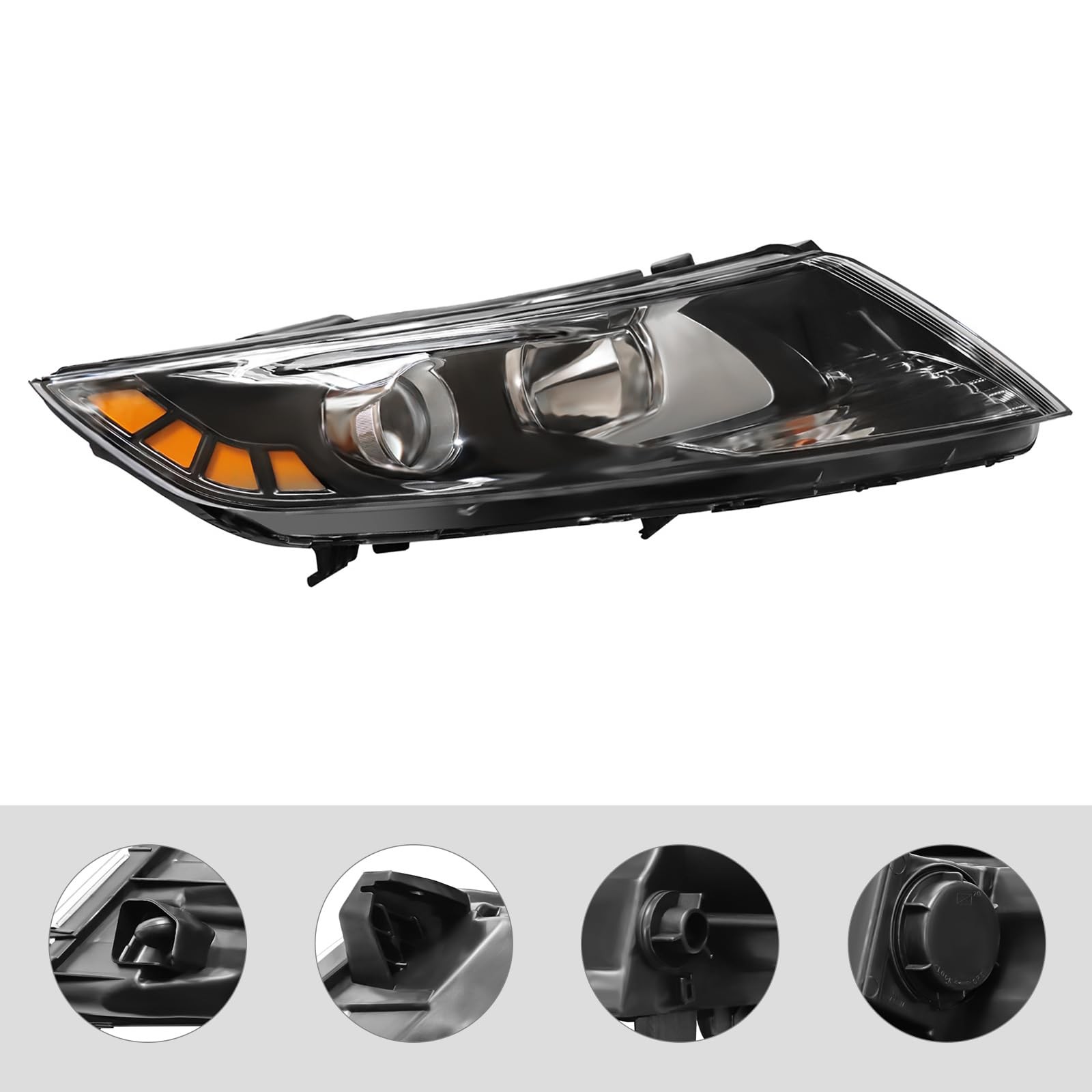 Right Side Halogen Headlight for 2011-2013 Kia Optima, LED Side Marker OE Style