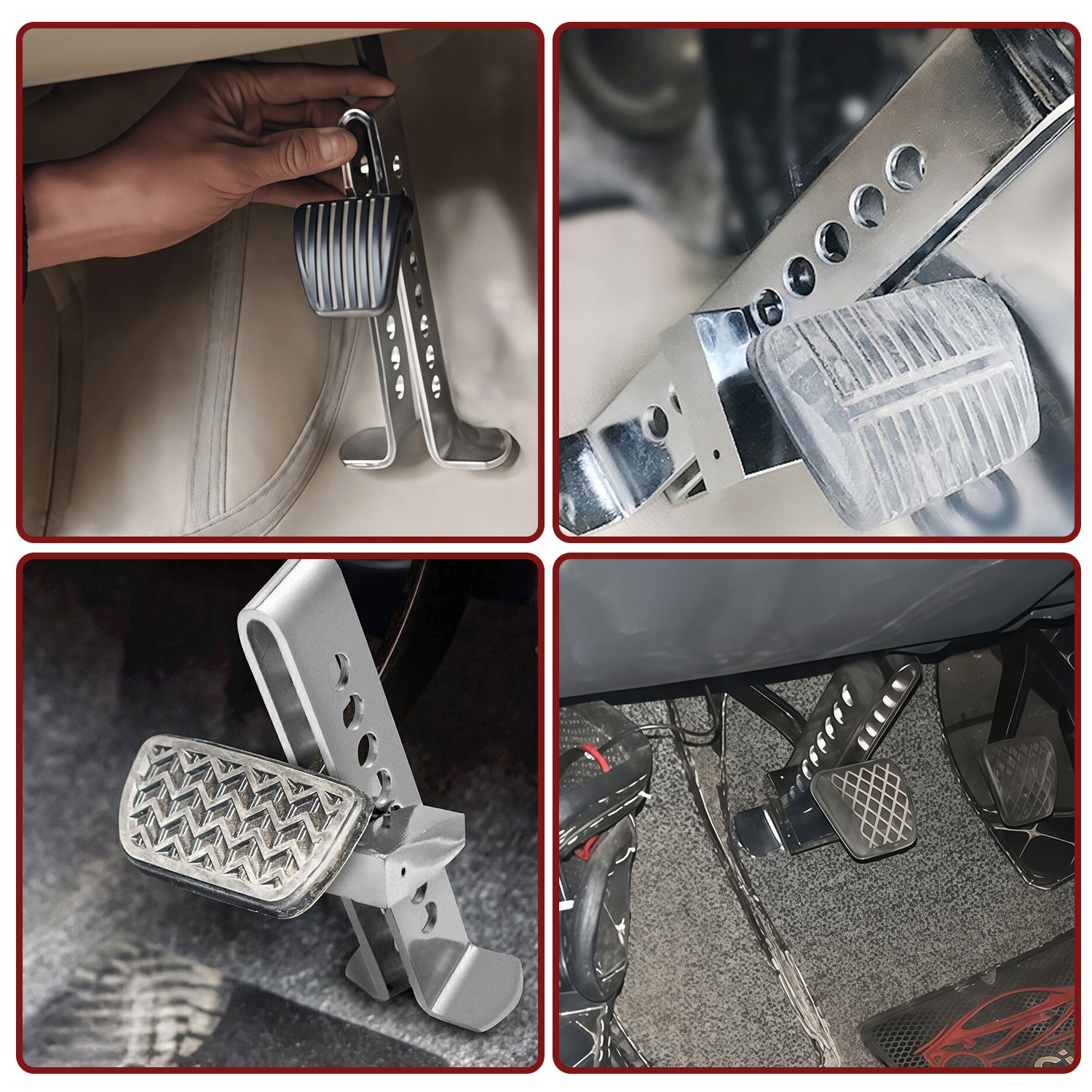 Stainless Steel Brake Pedal Lock Security Car Auto Clutch Lock Anti-theft W/3Key