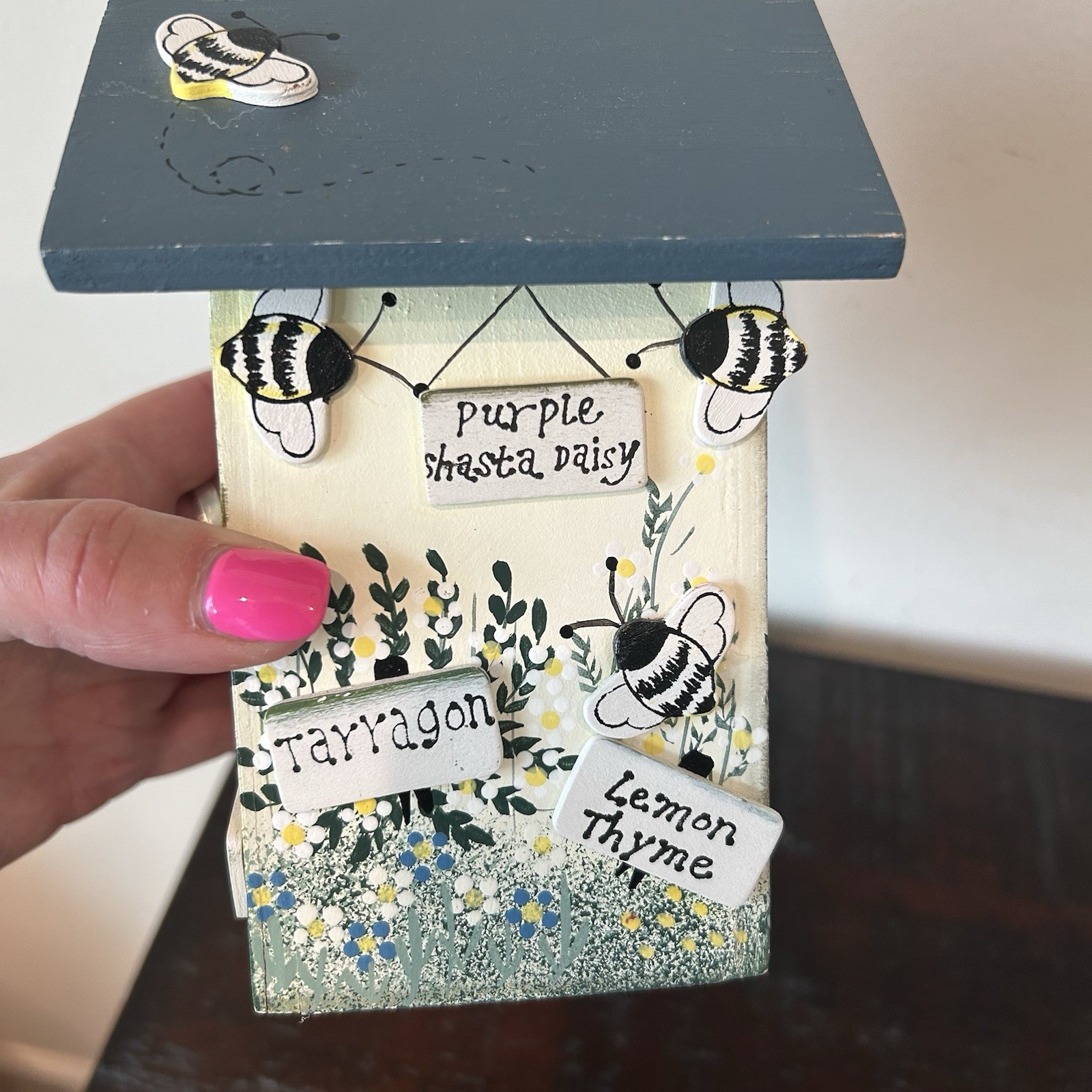 Vintage Bee Cottage Bird House Honey Bee Herbs 1999 Made In USA 6” Tall