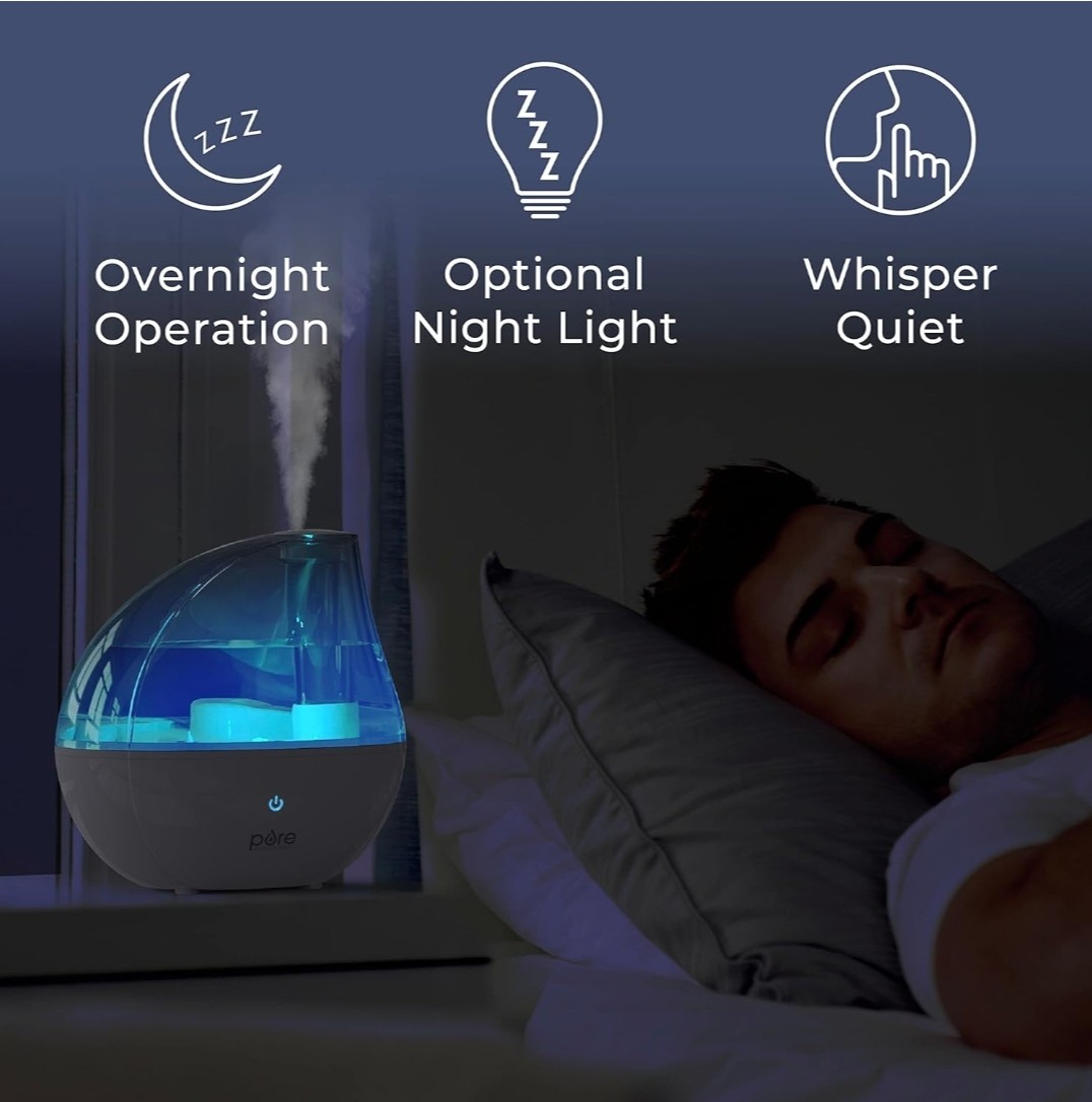 Pure Enrichment Mistaire Silver Ultrasonic Cool Mist Humidifier, 1.5L Tank