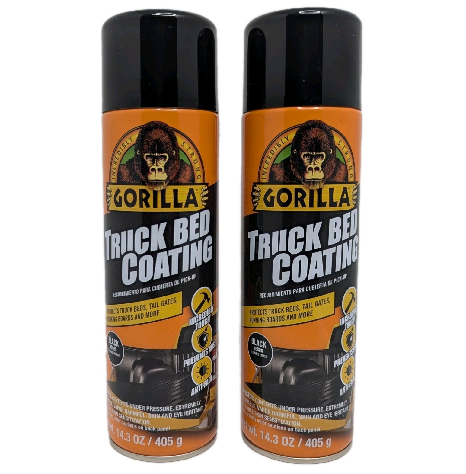 Gorilla Truck Bed Liner Coating 2x 14.3oz Aerosol Spray Case Durable Protection