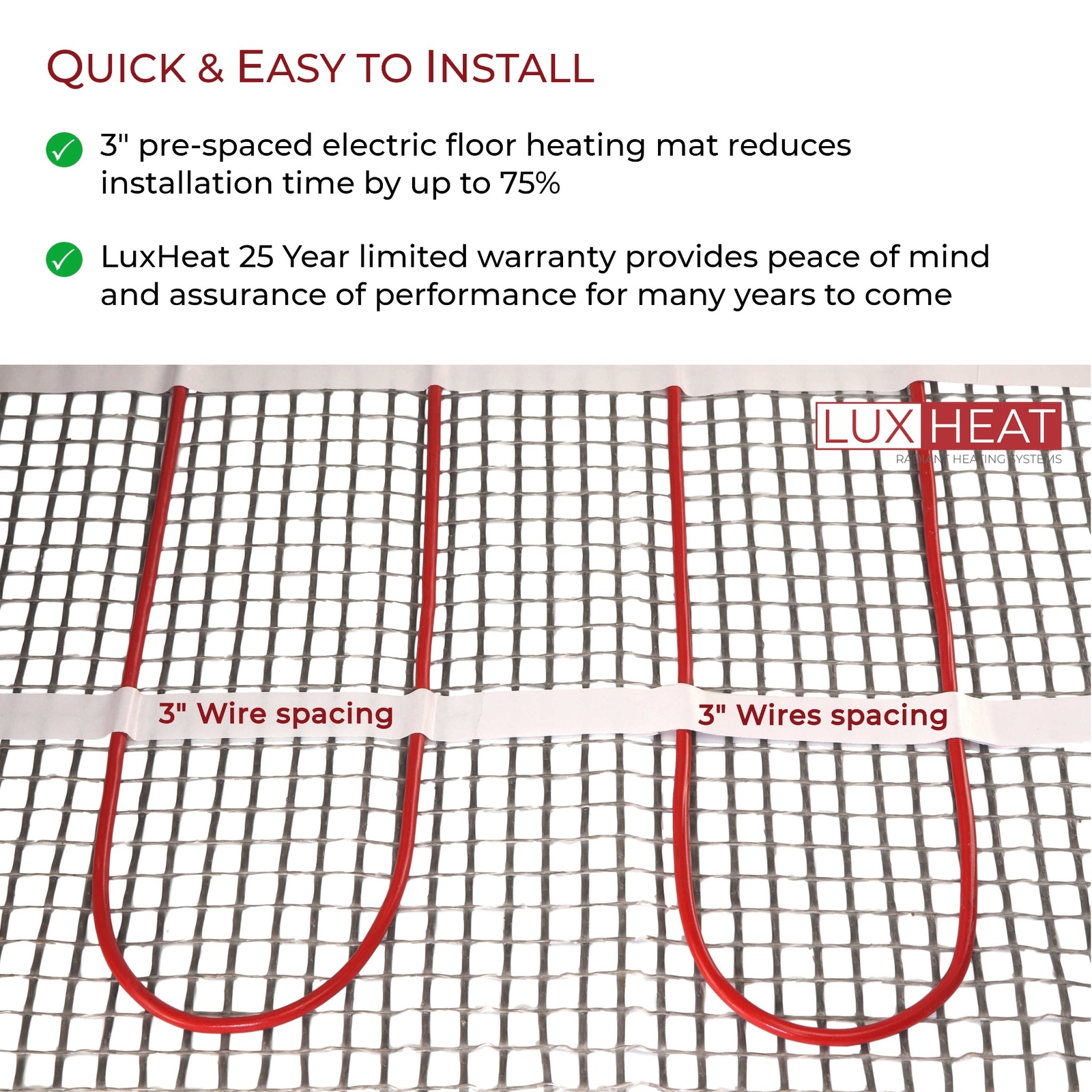 LuxHeat Mat Kit 240V (35-200sqft) Electric Radiant Floor Heating System & Sensor