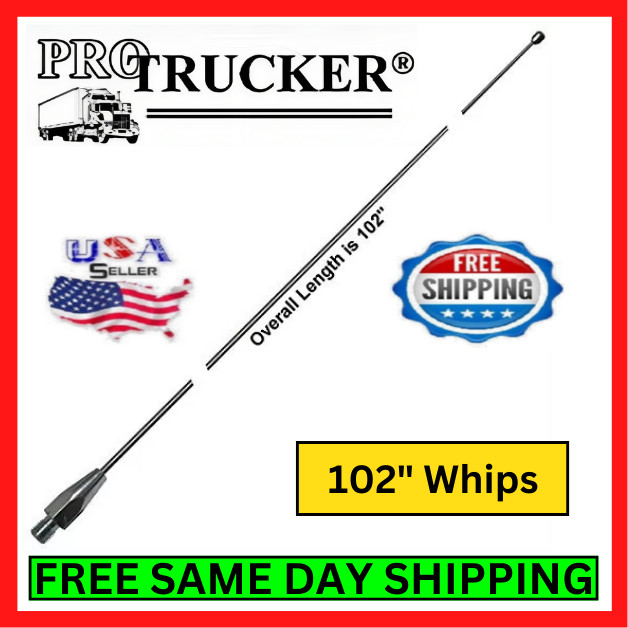 Pro Trucker 102SSWA 102" CB Ham Radio Antenna Stainless Steel Whip Heavy Duty