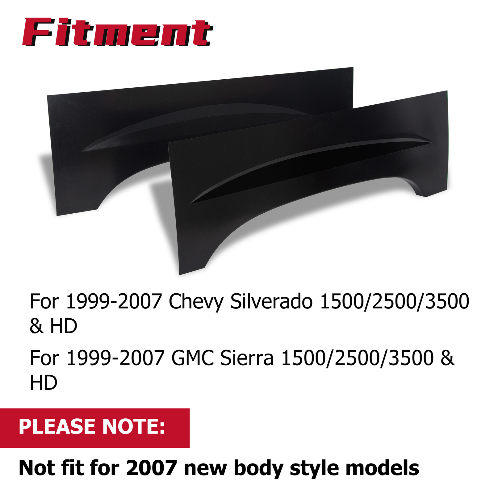 Wheel Arch Repair Panel Upper Rear Pair for 1999-2007 Chevy Silverado GMC Sierra