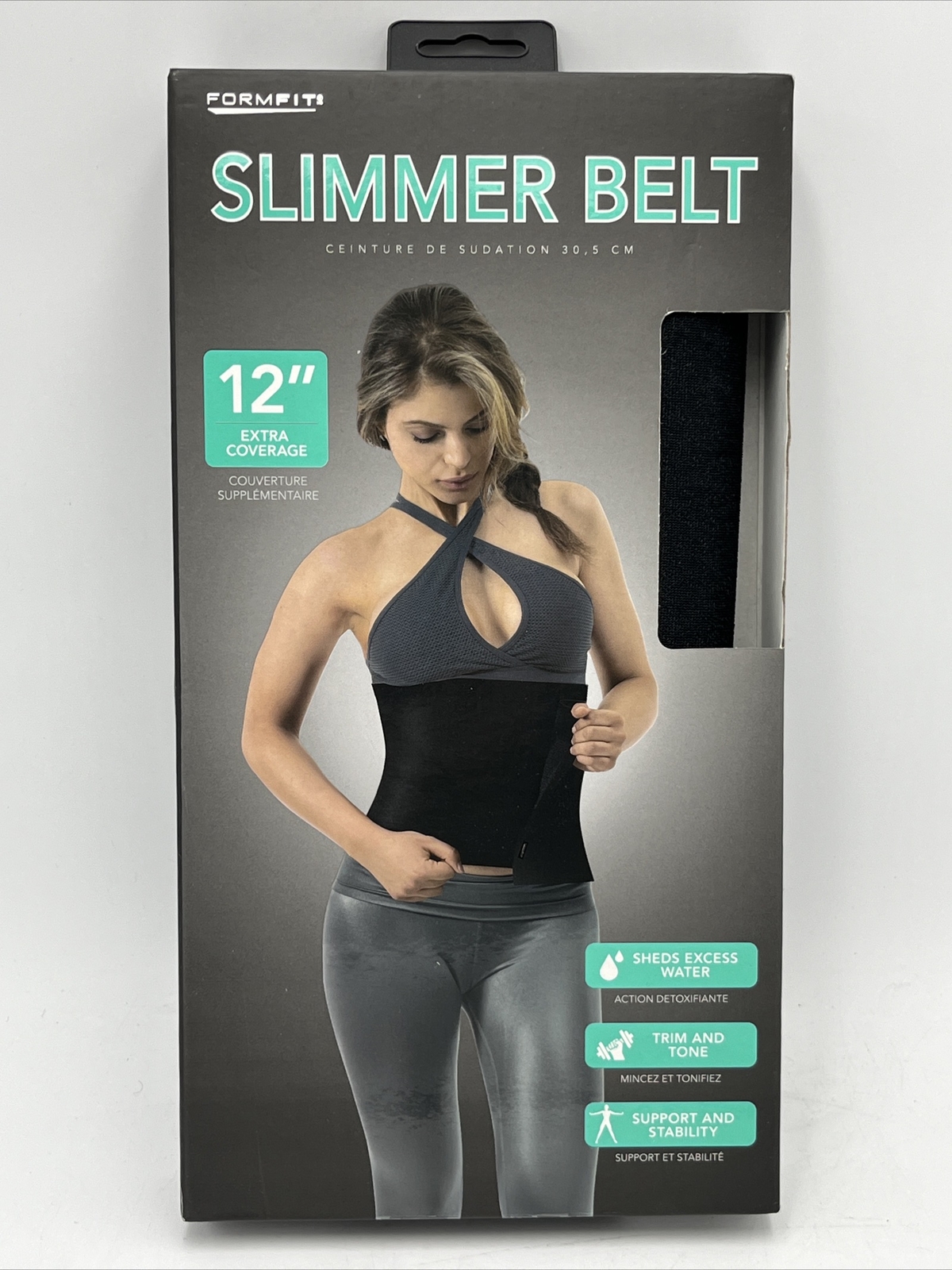 FORMFIT 12" Slimmer Belt Waist Trainer Tummy Shaper Fat Band SMSB-1007-BK BLACK