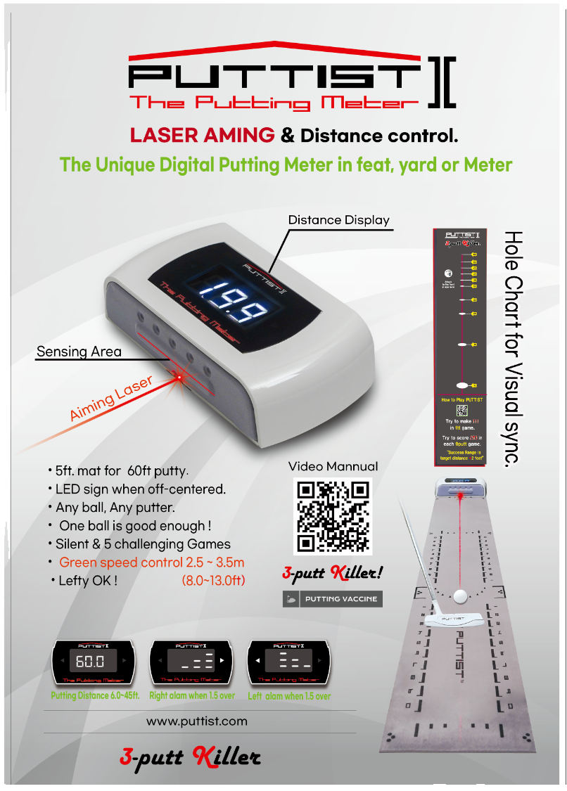 PUTTIST II Newest Digital Putting Trainer (20m or 60 ft wiht LASER & Battery )