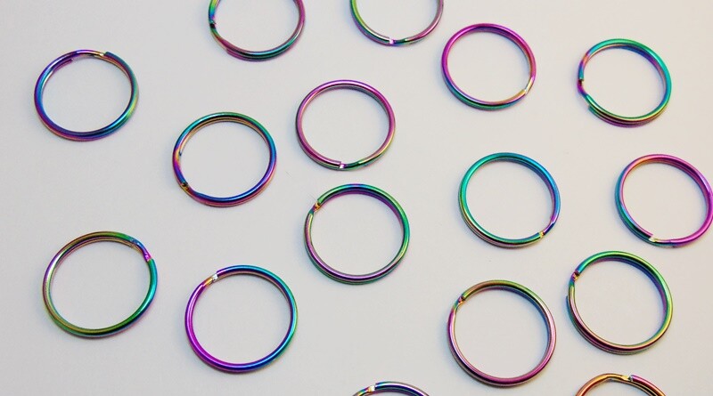 Iridescent Split Key Rings 25mm 1" diameter Shimmery Rainbow Color Chroma
