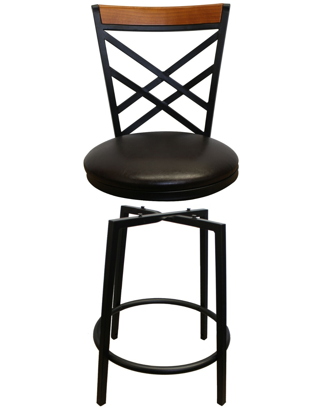 eHemco Swivel Metal Barstool with Double X Back Faux Leather Seat (Collectible)