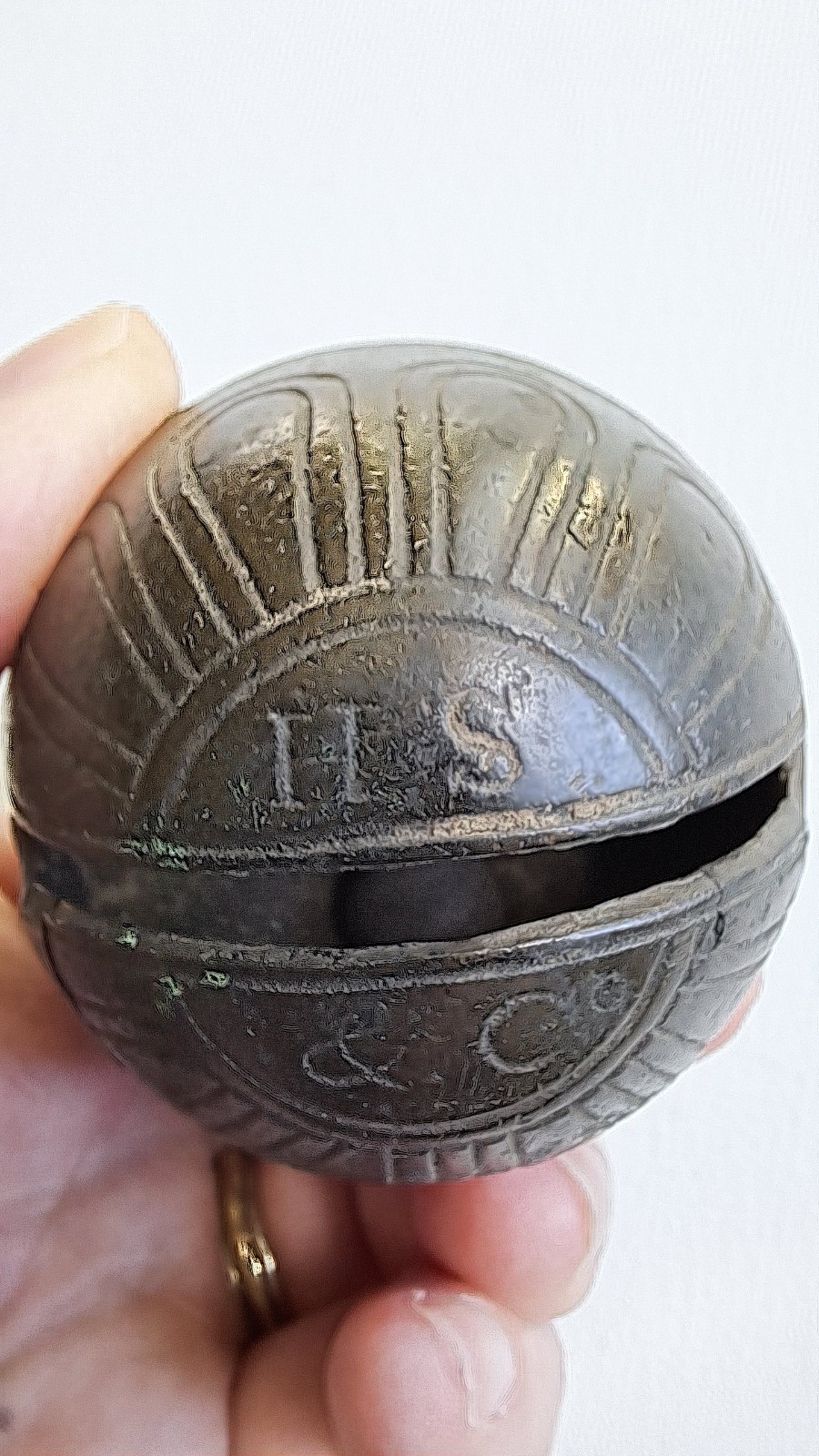 Antique Brass Metal Sleigh Bell HS & Co Henry Stanley Company Crotal Petal #4