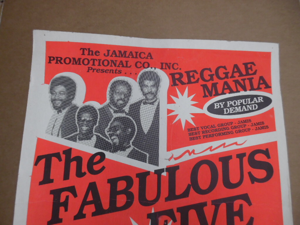 Vintage Fabulous Five Reggae Concert Poster Silver Spring MD Vintage Original