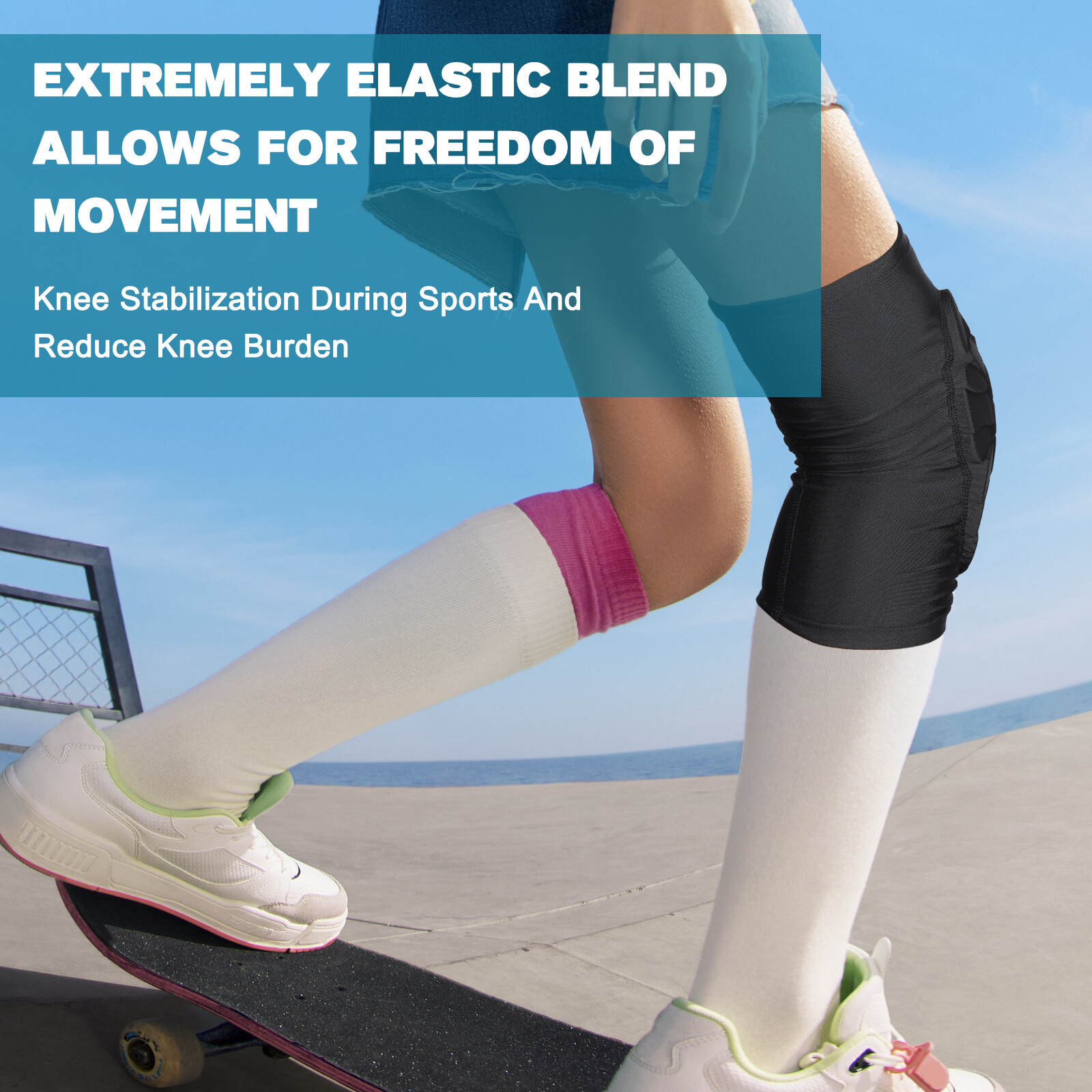 1 Pair TUOY Compression Knee Pads Padded Knee Protection Pad Youth & Adult Sizes