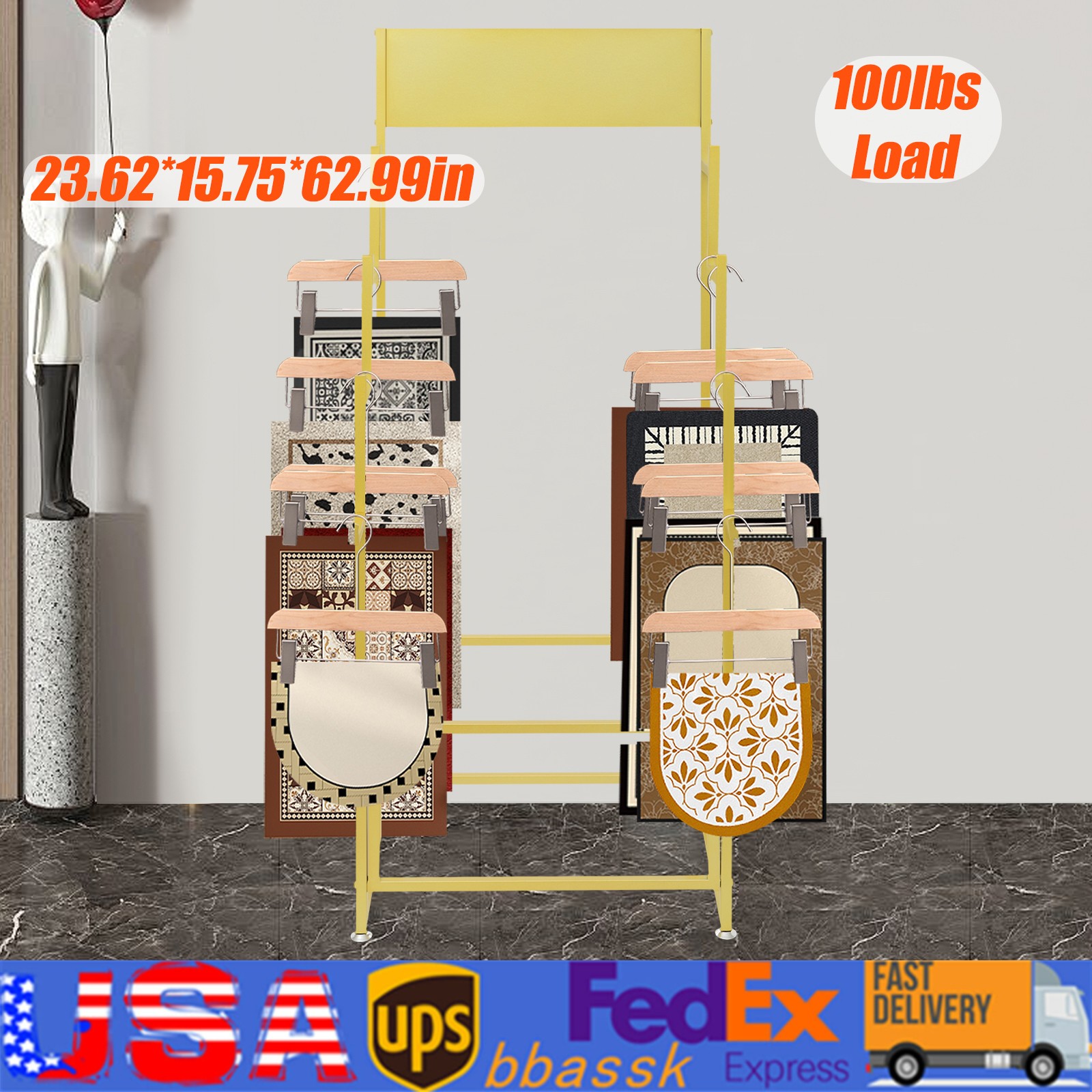 Carpet Display Rack, Floor Standing Carpet Display Stand Organizer Holder