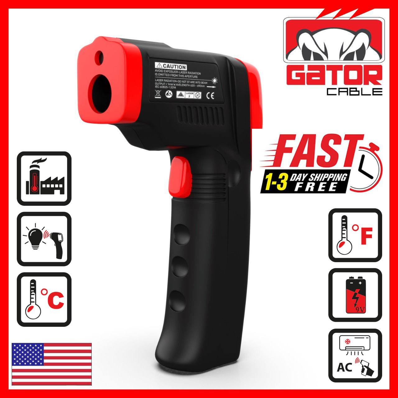 Infrared Laser Thermometer Gun No-Contact Digital Temperature Measurement Tester