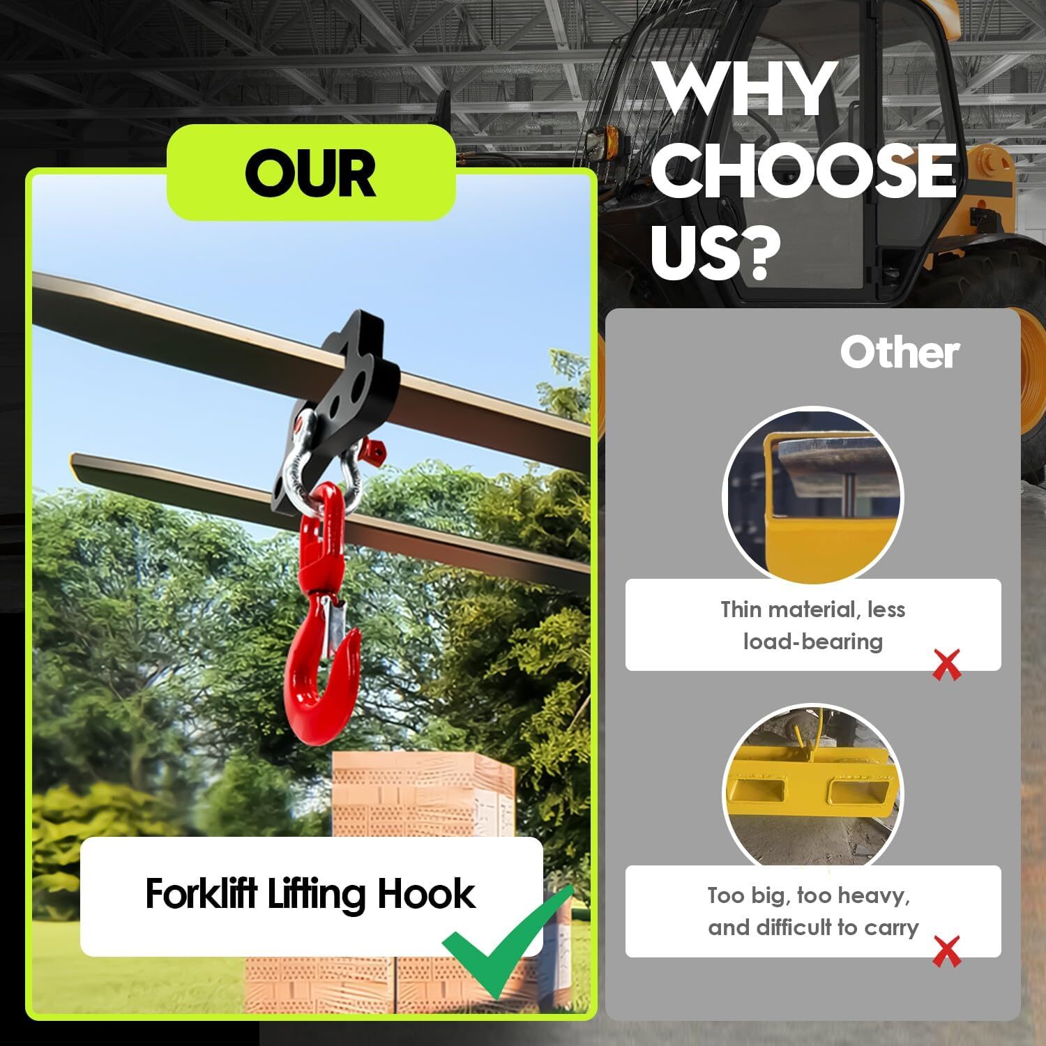 Forklift Lifting Hook,Fork Lift Attachment,Load 6600Lbs,Forklift Lifting Hoist