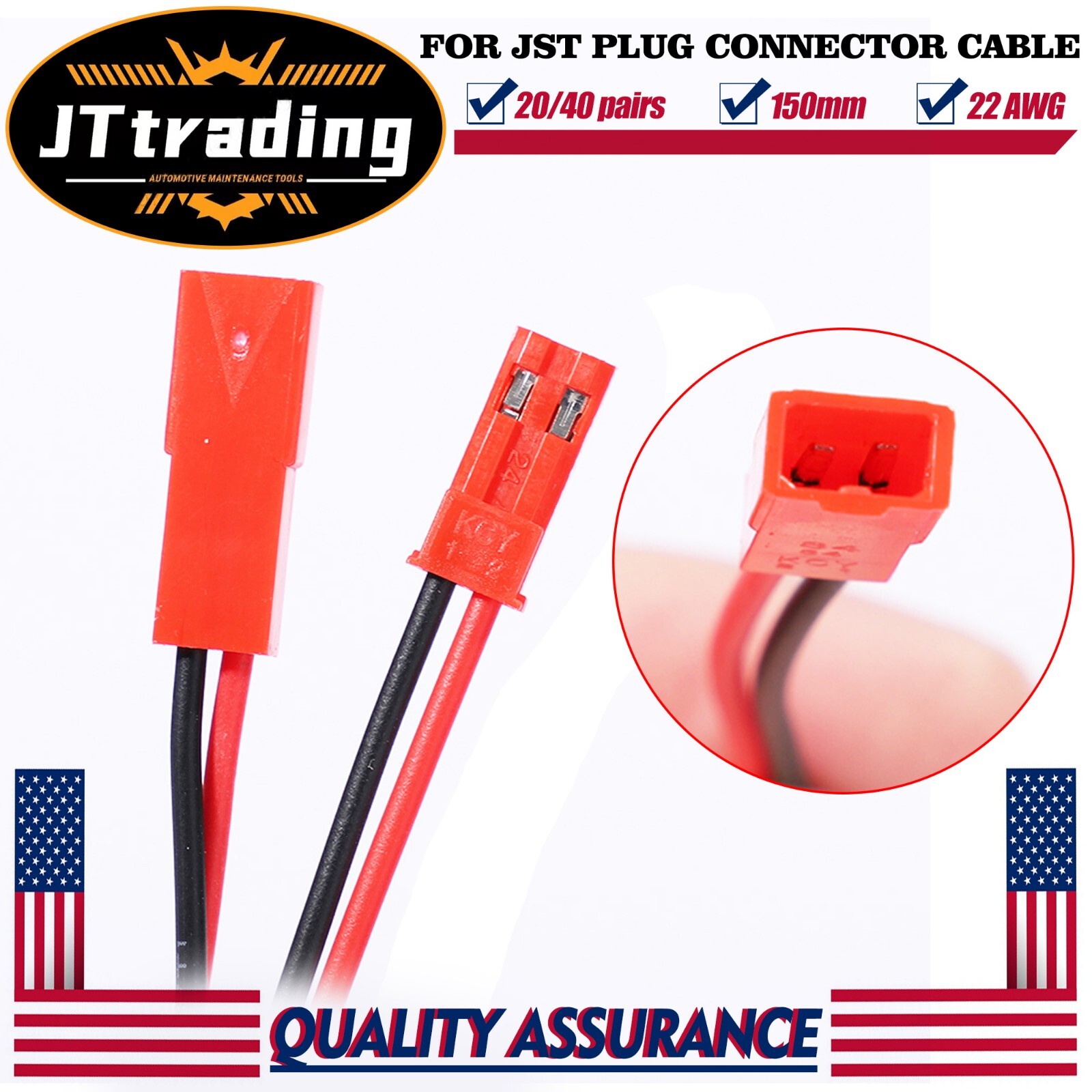 20/40 pairs for JST Plug Male &Female Connector 150mm Wire Cable RC Lipo Battery