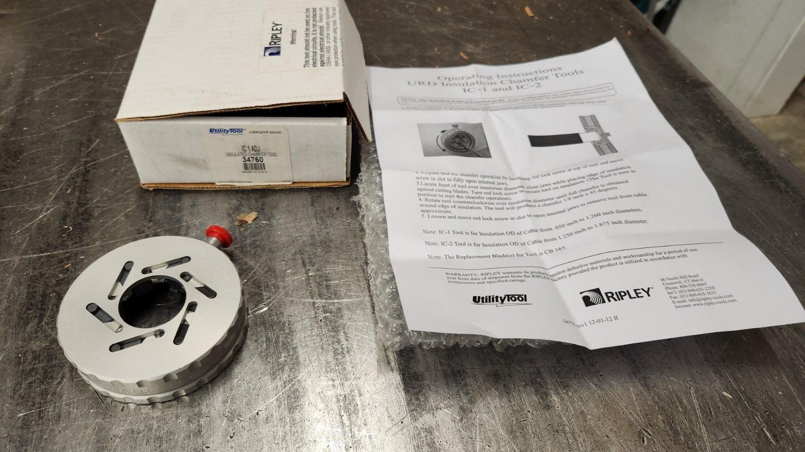 Ripley 34760 IC 1 Insulation Cable Chamfer Tool .650 -1.260" OD Range. NEW wBOX