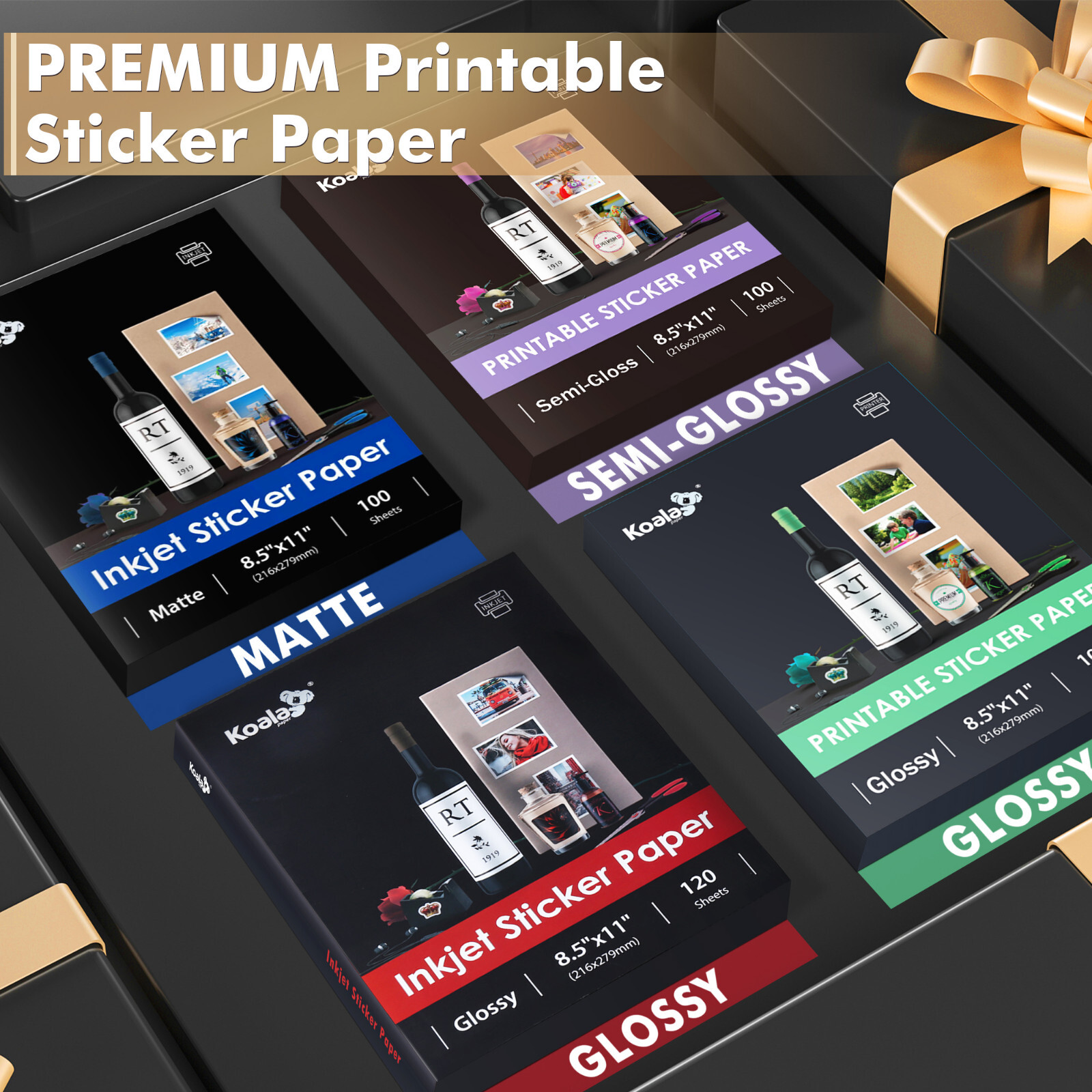 Lot Koala Sticker Paper Glossy, Matte, Semi-Gloss Sticker Photo Paper 8.5x11 4x6