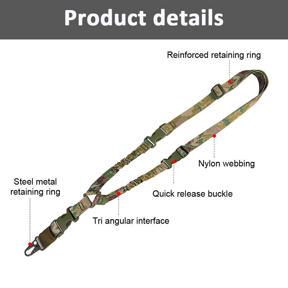 Single Point Gun Rifle Sling Bungee Strap w/ M-LOK Quick Release QD Sling Swivel