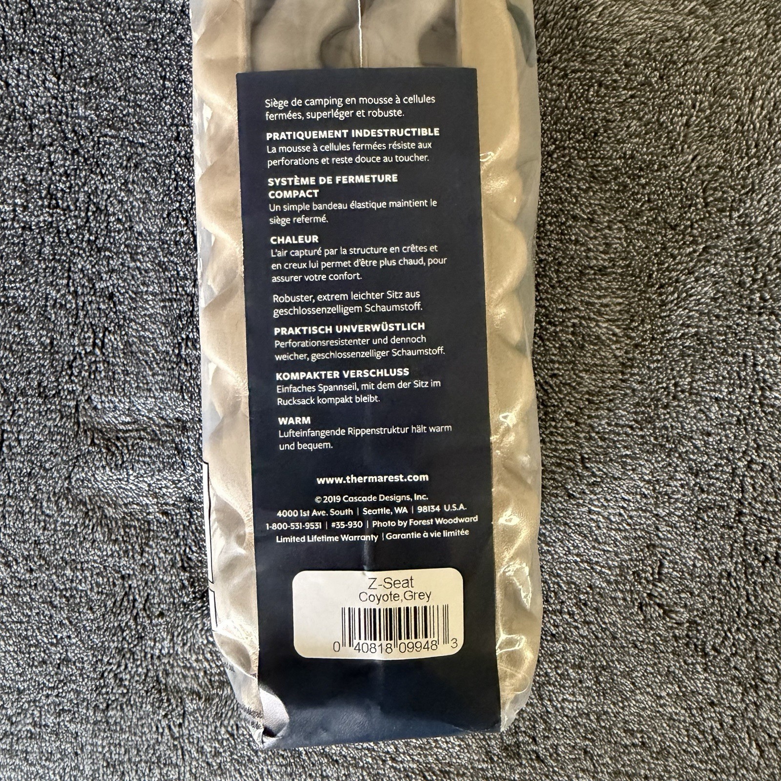 Thermarest Z-Seat Closed-Cell Camping Seat, 13"x16" (Therma-Rest) Coyote, Grey