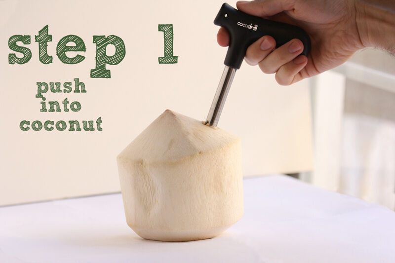 USA CocoDrill Coconut Opener Tool + Stainless Steel Straw Opening Coco Drill