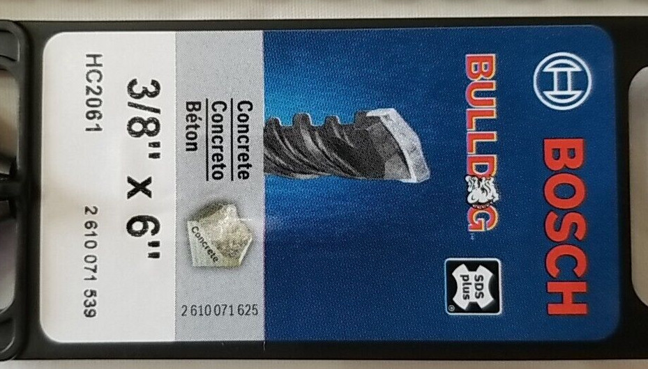 5pk Bosch Bulldog SDS Plus Masonry Concrete Rotary Hammer Bit HC2061 3/8" x 6"