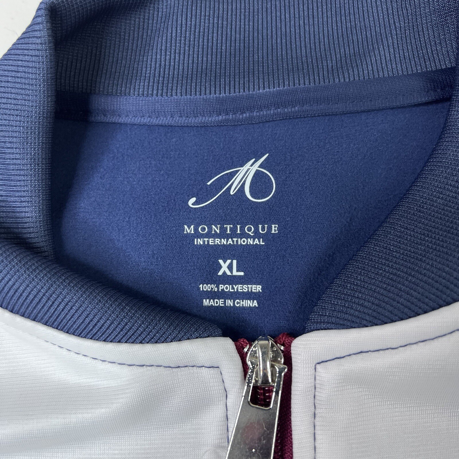 Montique International Track Jacket Maroon Blue White Men’s Size XL
