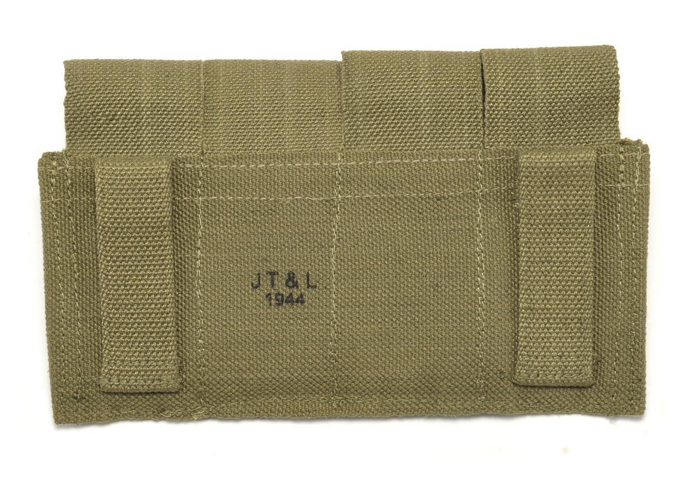 US WW2 Rigger Made M1911 .45 4 cell Magazine Pouch Marked JT&L 1944