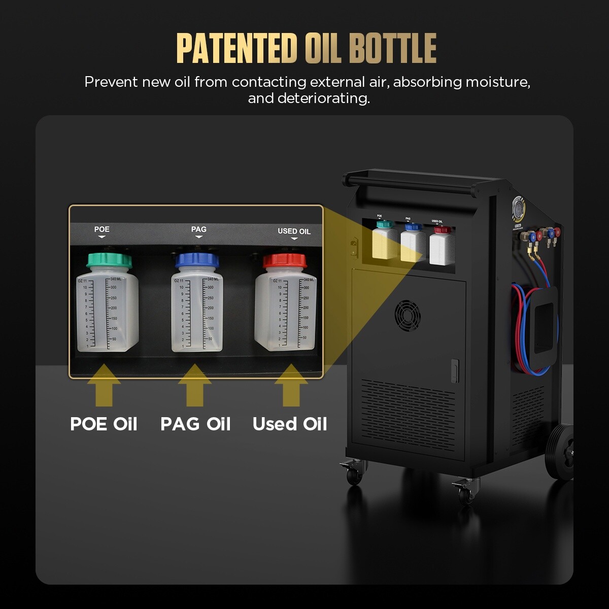 LM708 Fully Automatic Refrigerant Recovery Machine A/C Dual Tank Filling 3/8HP