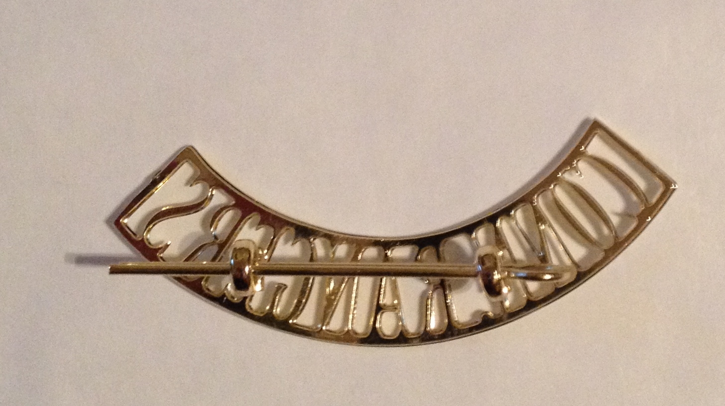 Connaught Rangers Metal Shoulder Title WW 1 with slide x1