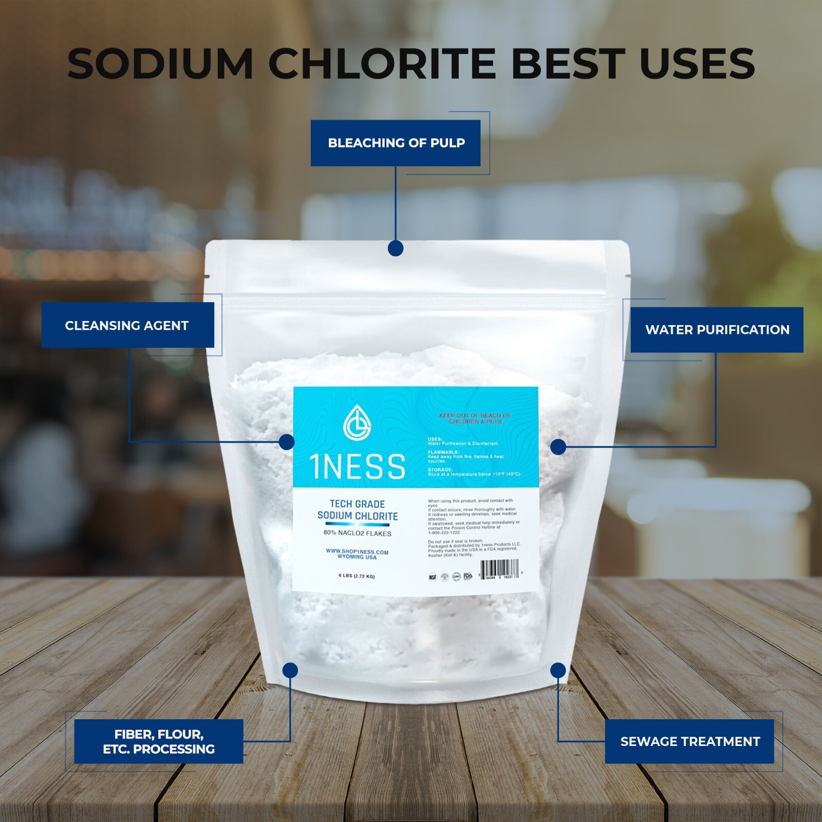 Tech Grade SC Flakes – 80% Pure NaClO₂ – 6 lbs for Water Treatment