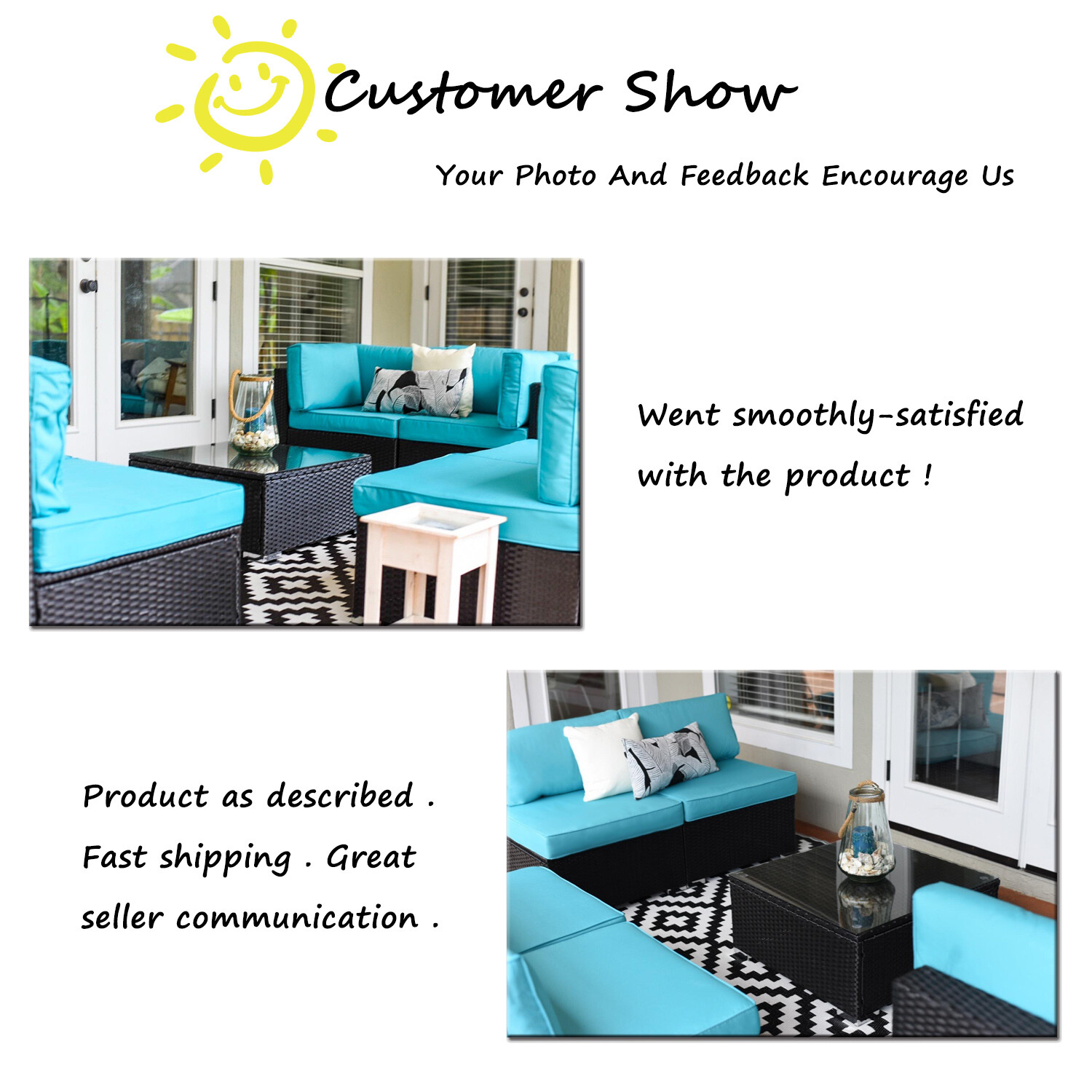 7PC Outdoor Patio Furniture Sofa Set Sectional Couch PE Wicker Rattan Cushioned