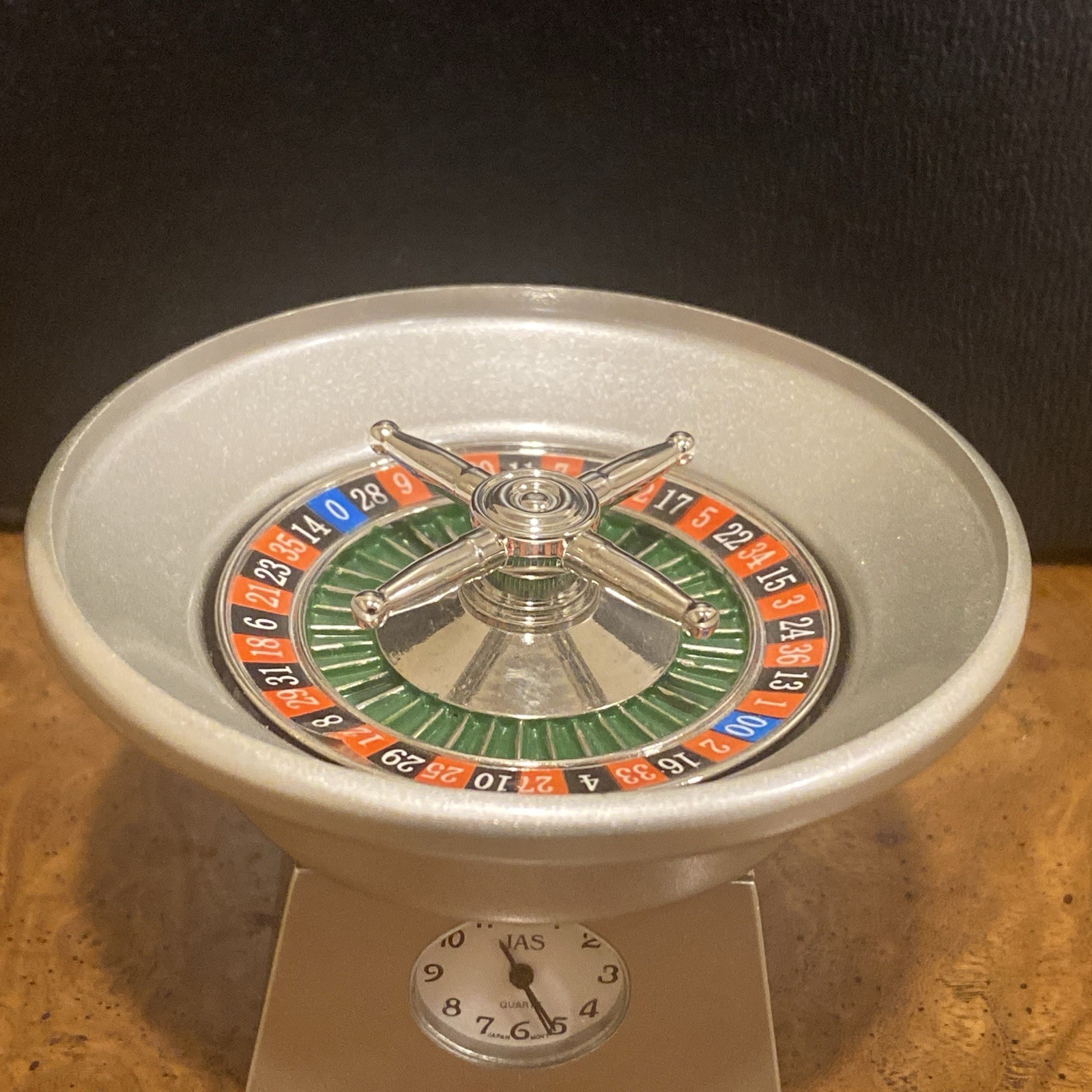 Roulette Wheel Spinning 3.25" Diameter, JAS Japan Clock - Needs Battery