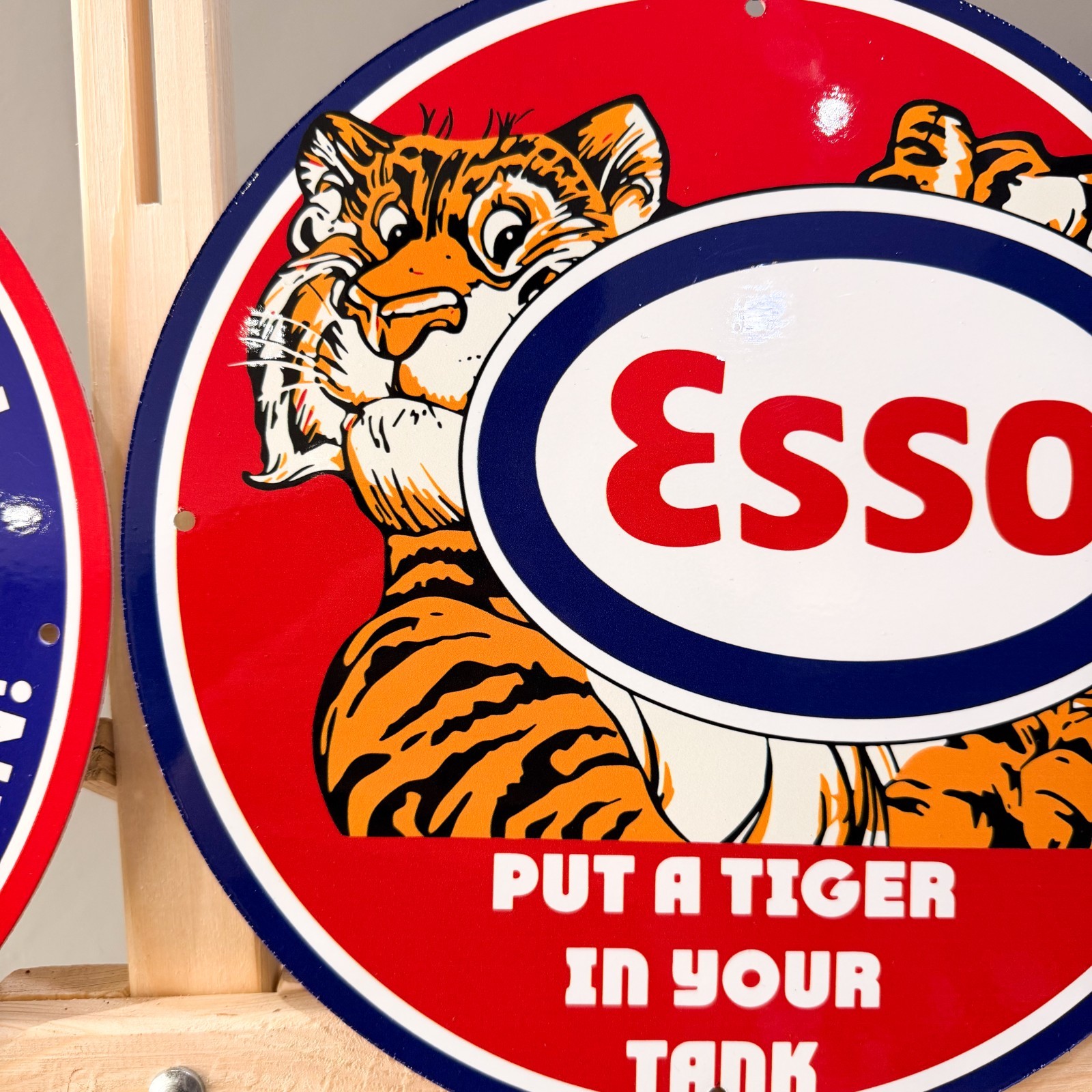 Esso Motor Oil Vintage Metal Sign Set of 3 – 30 cm / 11.8” Petrol Decor
