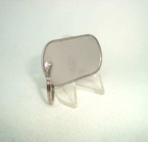 Military Style Rolled Edge Dog Tag Silver Matte (Dull) Finish + 1" in. Key Ring