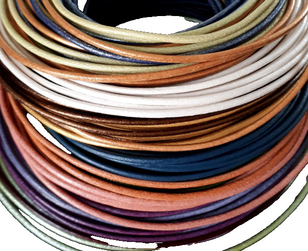 Multi-Color Genuine Leather 2mm Round Cord (20 Pieces) (1 Meter Each)