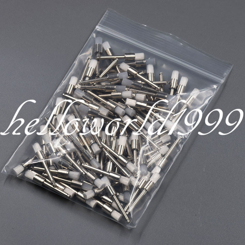 100 Pcs Dental White Nylon Polishing Flat Latch Polisher Prophy Brush Disposable