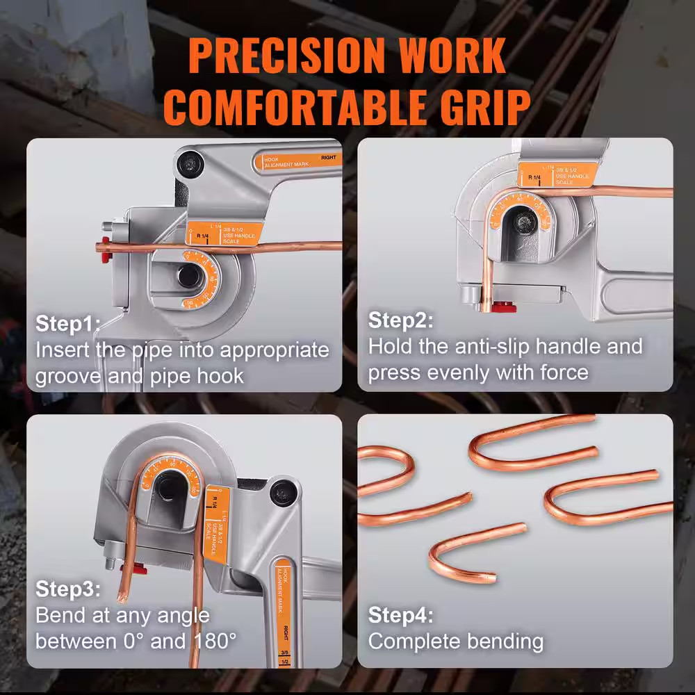 Pipe Tube Bender, 1/4 In., 3/8 In., 1/2 In. O.D., 3 in 1-Manual Level Tube Bende