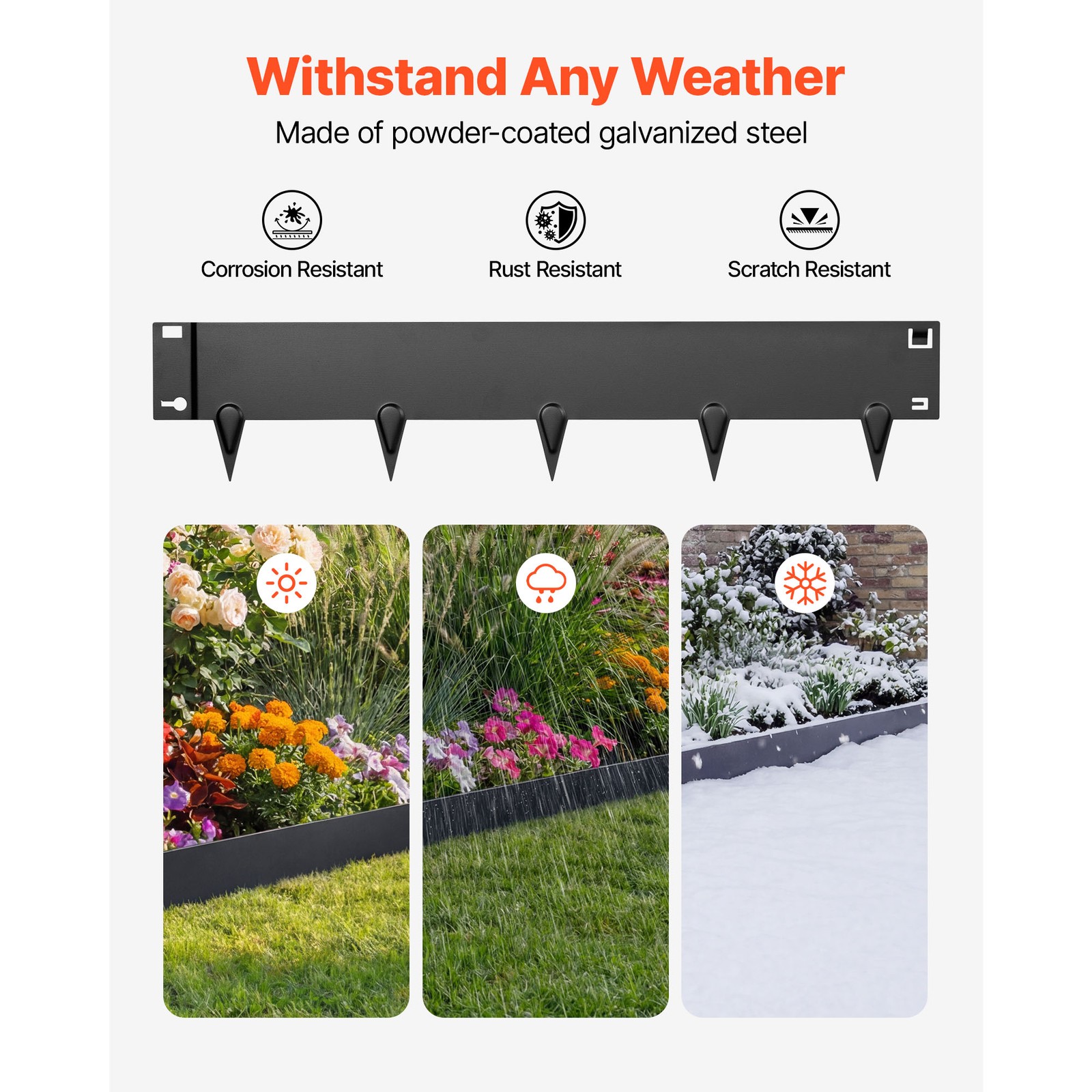 Uimoso Galvanized Steel Garden Edging Set, 40x8 in,Metal Landscape Borders, 6pcs